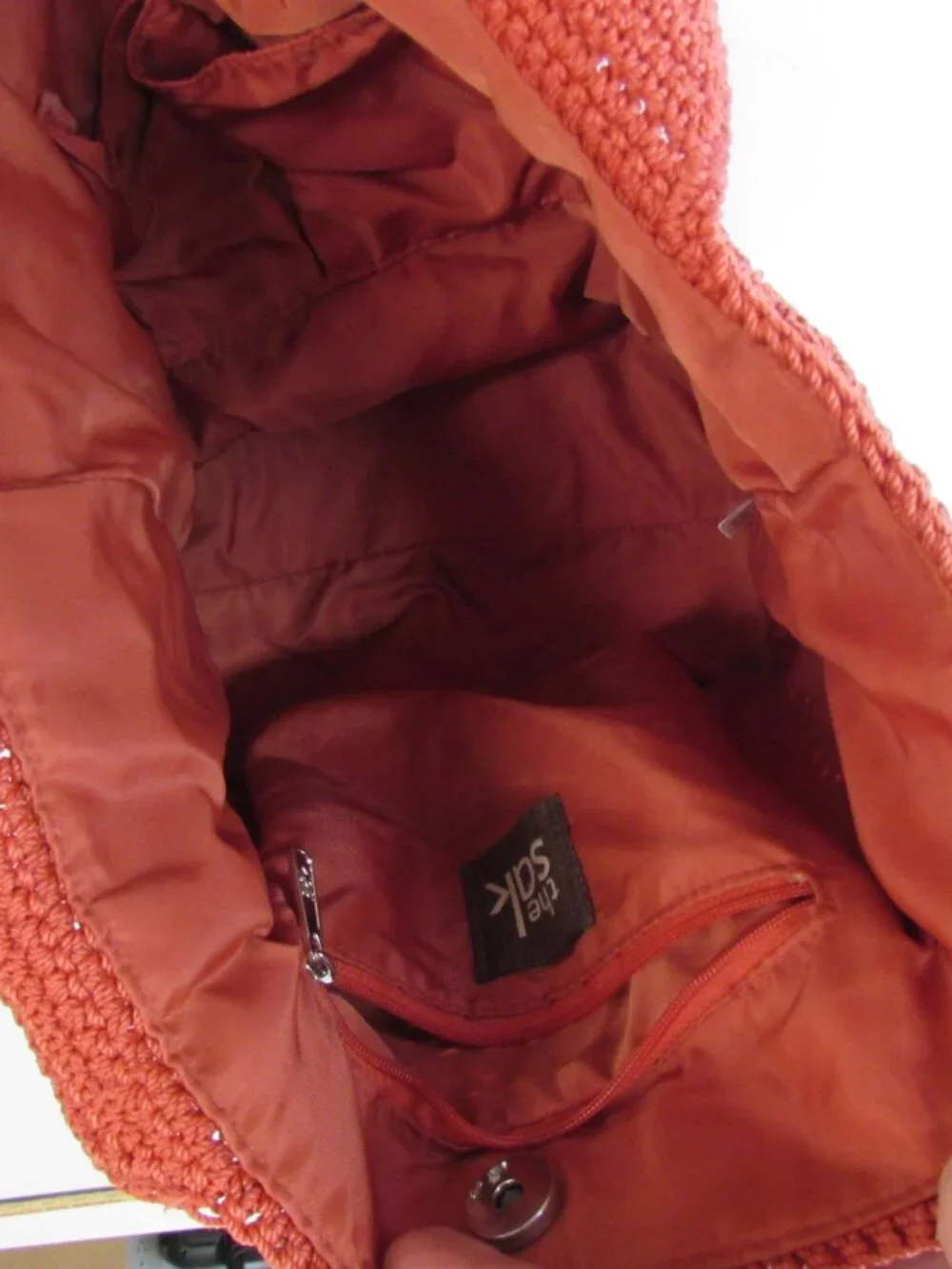 The Sak Orange Double Handle Lined Hobo Shoulder Bag
